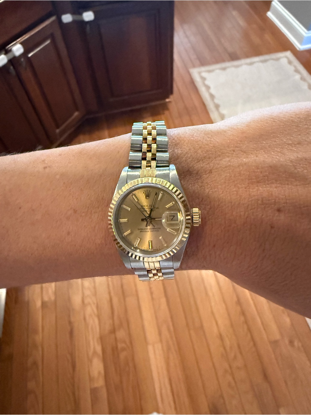 Rolex Womens TwoTone Gold And Silver Bracelet Watch